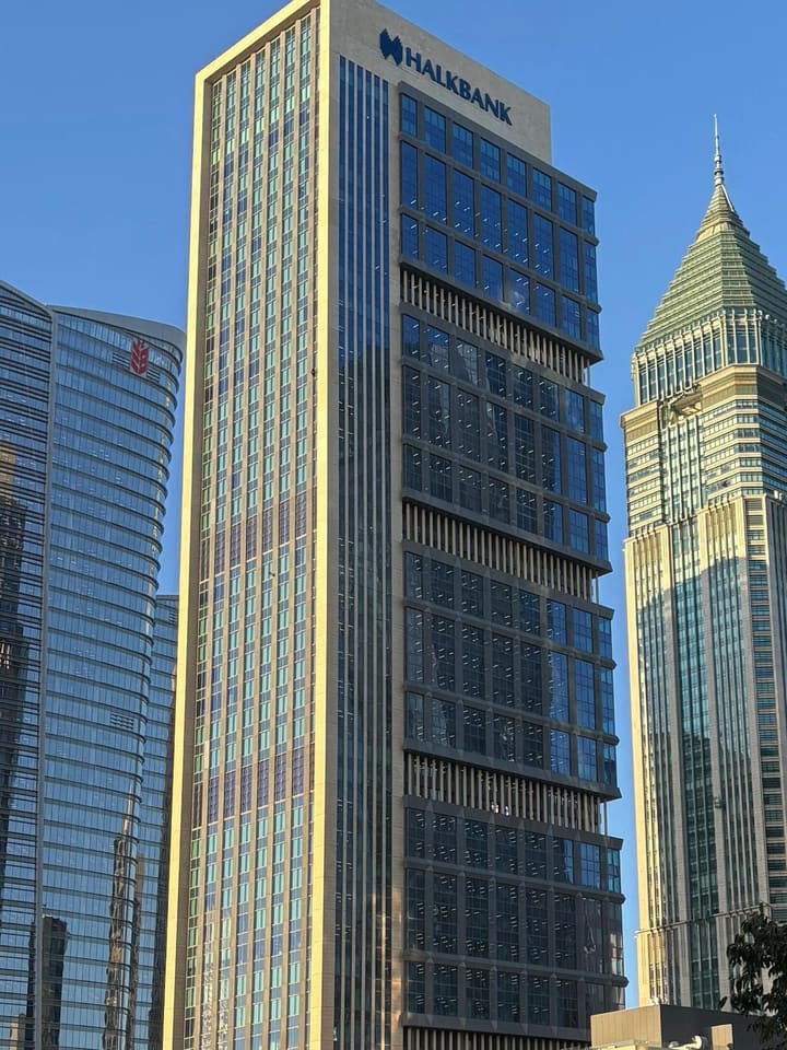 Halkbank genel müdürlük kulesi ve çevresindeki finans merkezi binaları
